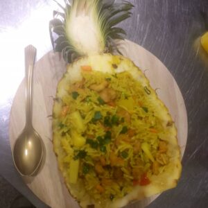 PLATE OF RICE WITH PROMS